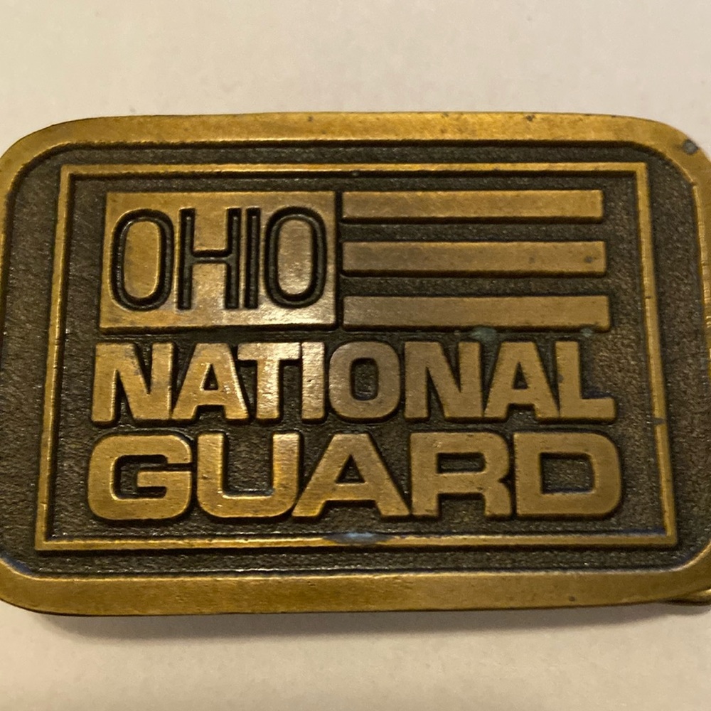 Vintage Ohio National Guard Brass Belt Buckle Raye Limited
